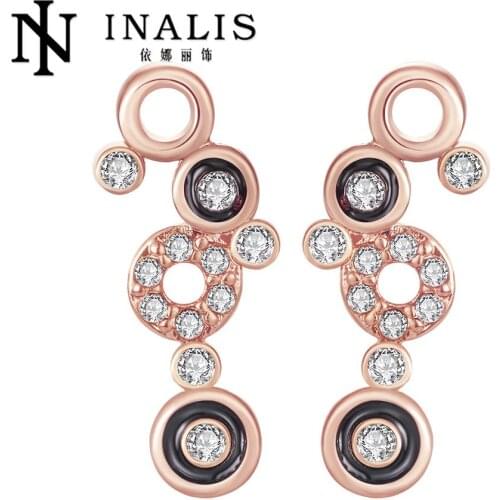 E1061-B Wholesale Rose Yellow White Gold color Earrings For Women New Fashion Jewelry long earrings