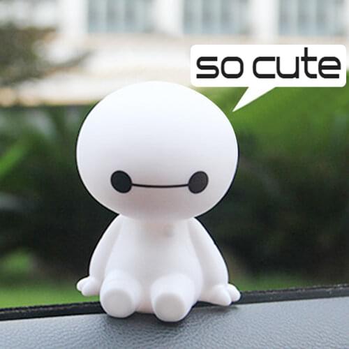 EAFC Cartoon Baymax Robot Shaking Head Figure Car Ornaments Auto Interior Decorations Big Hero Doll Toys Ornament Accessories