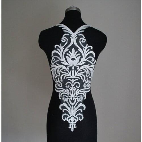 European cotton thread heart back embroidery applique embroidery wedding dress DIY lace applique