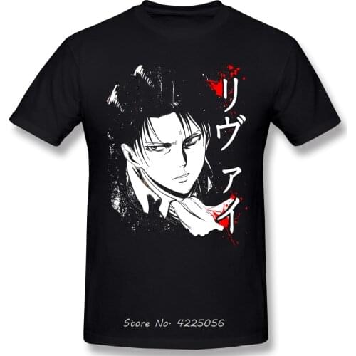 High Quality O-Neck Cotton Tops & Tees Band Captain Levi T-shirt Summer / Autumn Attack On Titan Japanese Anime Tees