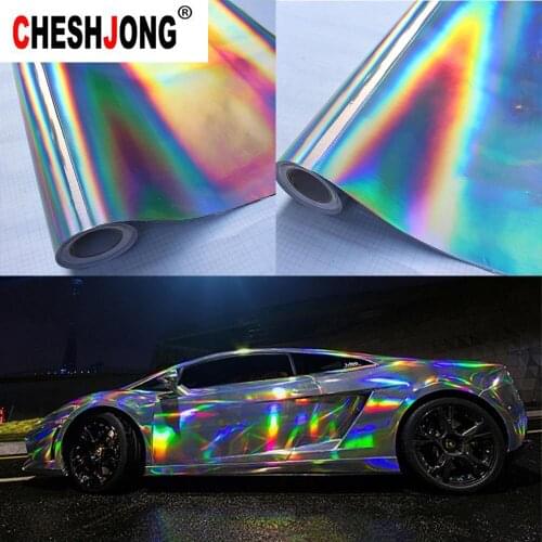 152cm*20m Chrome Laser Plating Car Stickers Heat Transfer Vinyl Hologram Rainbow PVC Press Film Holographic Vinyl Film Roll