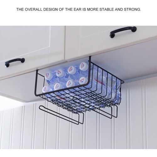 Metal Storage Rack Under Shelf Rack Wire Cabinet Basket Storage Tableware Cup Rack Organizer Kitchen Hanging Tools