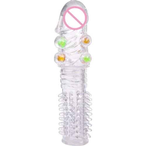 Reusable Crystal Penis Beads G-Spot Stimulation Extensions Sleeve Delay Spray Cock Ring Adult Sex Products for Couples Lovers