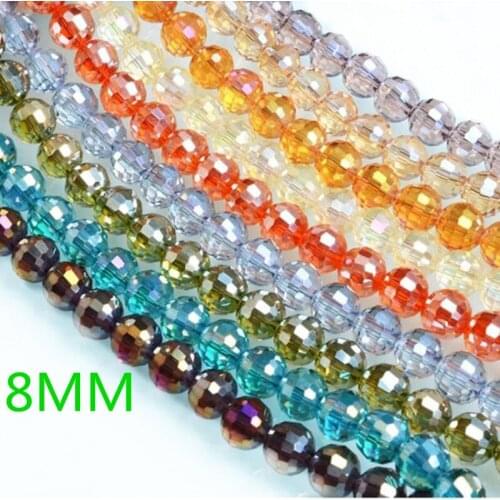 Fashion 8mm Clear Crystal Beads DIY Glass Faceted Round Loose Beads 72 pieces xcb1085