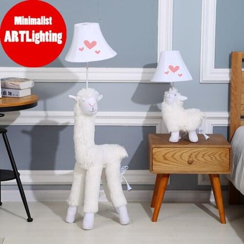Cartoon Nordic Modern Alpaca LED Corner Floor Lamp Kids Giraffe Cute Standing Lamp Bedside Lamp Floor Light for Living Room