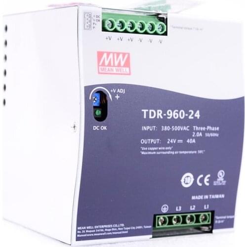 Original Mean Well TDR-960-24 meanwell DC 24V 40A 960W Three Phase Industrial DIN Rail with PFC Function Power Supply