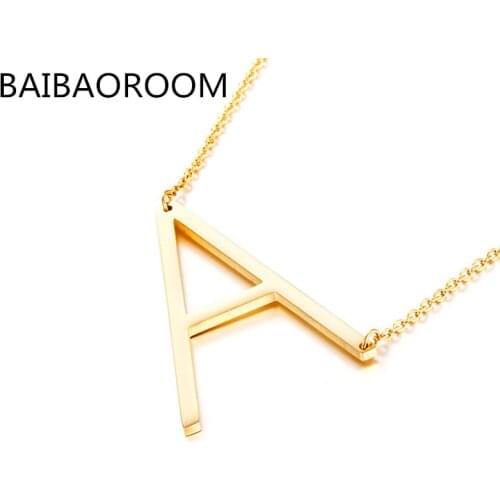 10pcs Fashion Letter Necklaces Pendants alphabet Gold Color Stainless Steel Choker Initial Necklace Women Girl Jewelry Collier