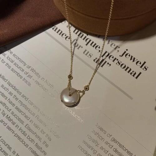 Classical Concise Necklace with Natural Fresh-water Button Pearl,Handmade Women Necklace for Wedding Party decoration,lady gift