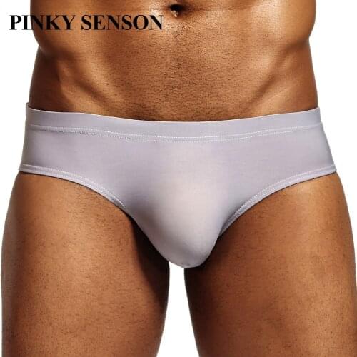 PINKY SENSON Nylon Ice Silk mens sexy underwear men Bikini Brief sissy panties Gay Sleepwear Quick Drying Gay underwear