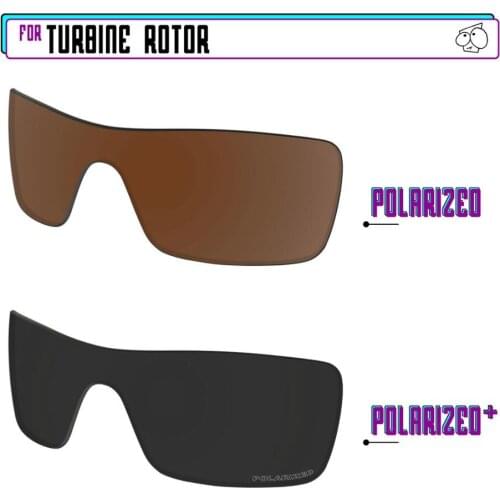 EZReplace Polarized Replacement Lenses for - Oakley Turbine Rotor Sunglasses - Black P Plus-Brown P