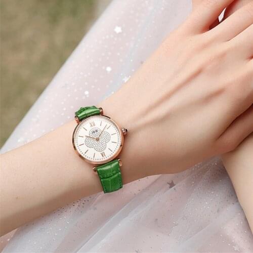 CARNIVAL Luxury Brand Women Rose Gold Watches Ladies Fashion Lucky Grass Waterproof Diamond Quartz Wristwatches Relogio Feminino