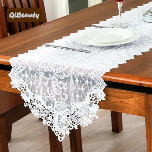 Christmas decorations for home table European-style simple white lace table runner for coffee table TV cabinet