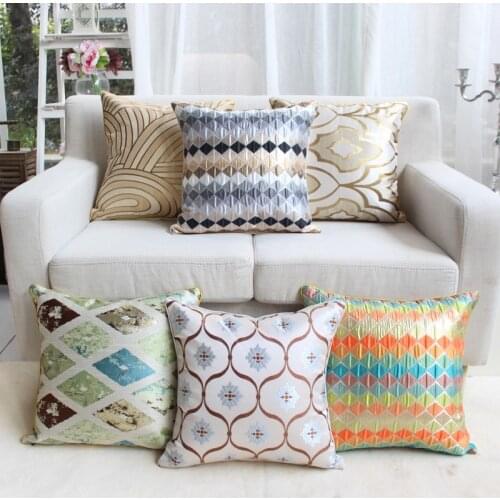 Embroidery Grey geometric Pillow Case Home Living Room Comfortable Hotel Home Supplies Pillow Cover Soft Pillowcase