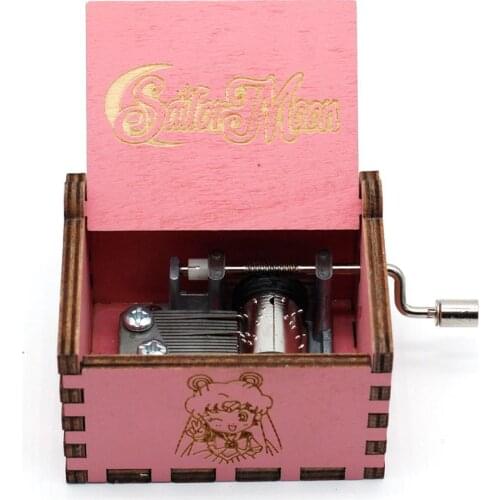 Antique wood carving Queen Jurassic Park Magical Girl Warrior Music Box Hand-cranked Music Box Birthday Christmas Gift Coffin De