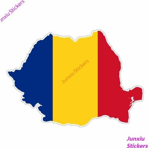 Reflective Romania Map Flag Vinyl Car Stickers Laptop Window Bumper Trunk Auto Laptop Uv Protection Auto Accessories KK14*10cm