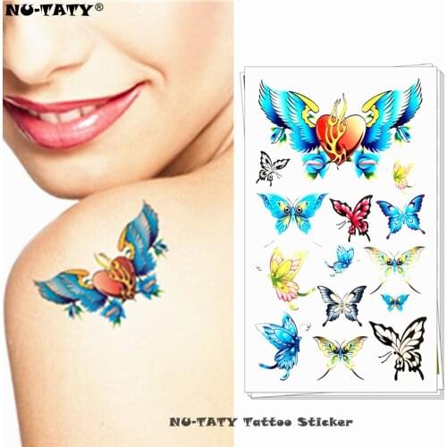 Nu-TATY Many butterflies Temporary Tattoo Body Art Arm Flash Tattoo Stickers 17*10cm Waterproof Fake Henna Painless Tattoo