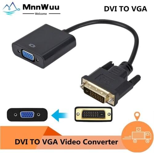 Full HD 1080P DVI-D DVI To VGA Adapter Video Cable Converter 24+1 25Pin to 15Pin Cable Converter for PC Computer Monitor