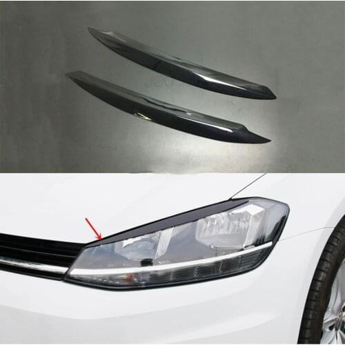 Bright Black Car Front Headlight Eyebrow Eyelid Cover Sticker Trim For VW Golf 7 VII GTI GTD GTE R MK7 2013 2014 2015-2019