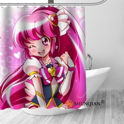 Custom Smile Precure Anime Modern Shower Curtain Bathroom Waterproof Polyester Fabric Printing Bathroom Curtain With Hook