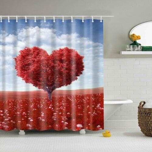 Waterproof Flower Shower Curtain Blue Large Bath Curtain for Bathroom Long 180x200cm 3D Blackout Pink Shower Curtain