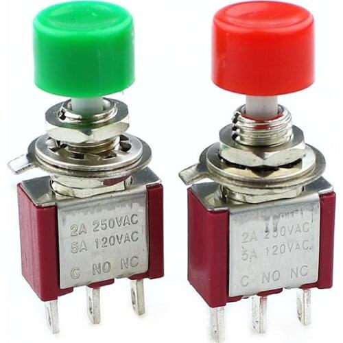 1PCS AC 2A/250V 5A/120V 3 Pin SPDT Momentary Push Button Pushbutton Switch 1 NO 1 NC