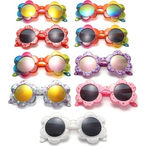1 pc Kids Flower Shaped Sunglasses Cute Round Colorful Sunglasses for Toddler Girl Boys Outdoor Party UV Protection Photography
