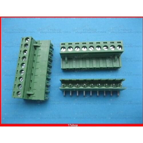 10 pcs 5.08mm Angle 9 way/pin Screw Terminal Block Connector Pluggable Green