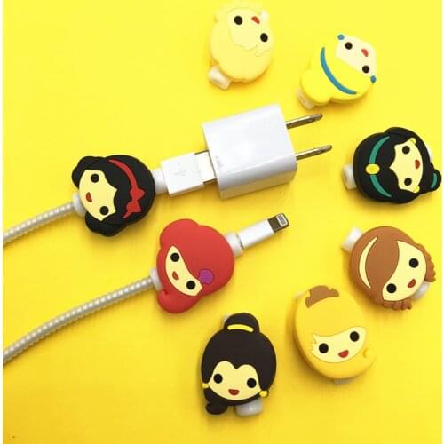 10Pcs Disney Princess Cable Protector USB Cable Winder For Apple IPhone For Samsung Xiaomi Huawei Cable Protect Decoration