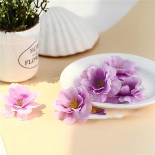 100pcs/lot 5cm Mini Silk Peach Artificial Flowers Head For Wedding Home Decoration DIY Wreath Scrapbooking Fake Flowers