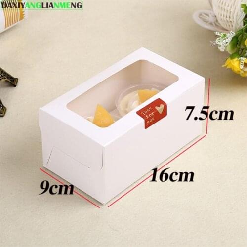 20pcs/pack: 16x9x7.5cm White 2 cupcake boxes DIY party box PVC windows candy box Baking packaging boxes free shipping