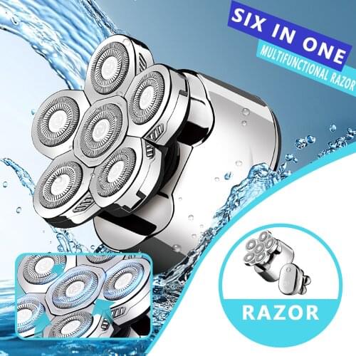 2021 New Style 6 In 1 Rechargeable Electric Shaver 6 Floating Heads Bald Electric Shaver Grooming Kit Shaver For Men#dg4