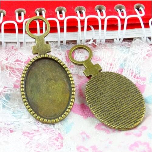 25pcs 18*25mm Inner Size Antique Bronze Plated Tray Pendant Base Cameo Setting Charms Pendants