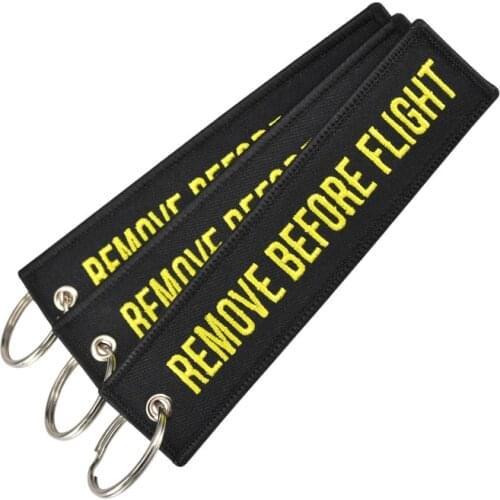 3 PCS/LOT Fashion Keychain for Cars and Motorcycles Embroidery Key Chain Key Fobs REMOVE BEFORE FLIGHT Black Keychain for Men