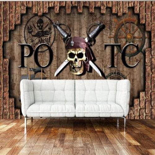 Custom large 3d wallpaper mural 3D retro brick car pirate bar background wall decoration painting wallpaper mural