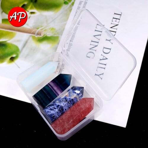 4pcs/set Natural Crystal Amethyst Point Healing Stone Energy Ore Rose Quartz Wand Mineral Crafts Home Decoration