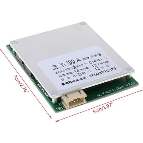 A0KF 1pc 3S 12V 100A BMS Lithium Battery Protection Board Enhanced Balance Circuit Board