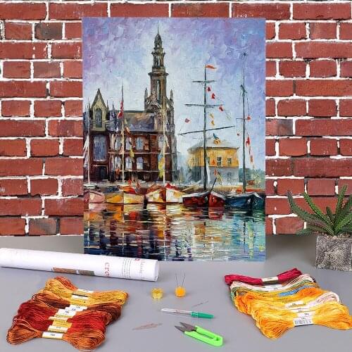 Antwerp - Belgium Printed 11CT Cross Stitch Kit Embroidery DMC Threads Handiwork work Painting Knitting Wholesale Promotions