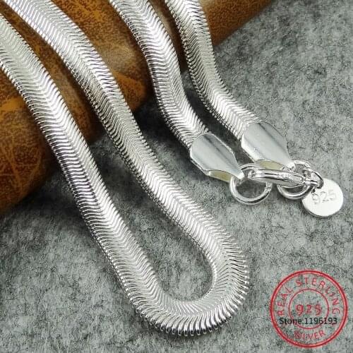 925 Sterling Silver 6/16/18/20/22/24 Inch 6MM Soft Snake Chain Necklace For Women Men Fashion Charm Wedding Jewelry Gift