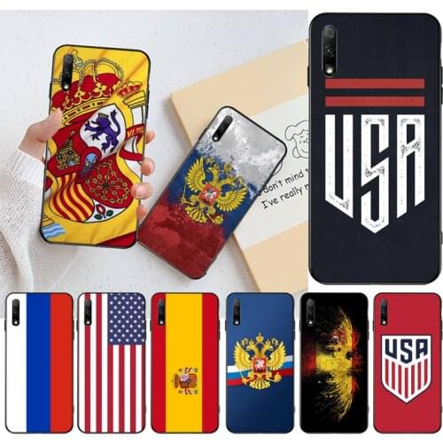 Russia Spain United States America Flag Phone Case for Huawei Honor 30 20 10 9 8 8x 8c v30 Lite view pro