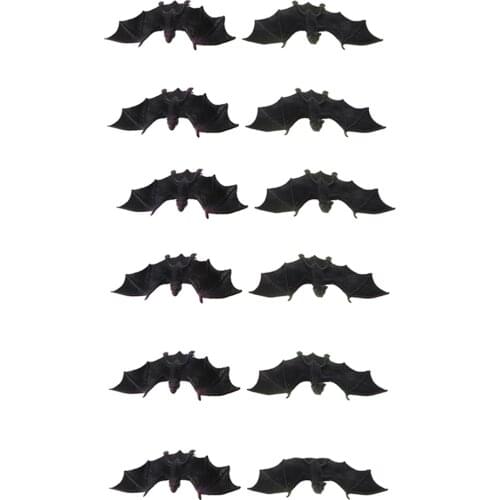 Black Plastic Bats Toys Realistic Animal Action Figure Collection Set of 12
