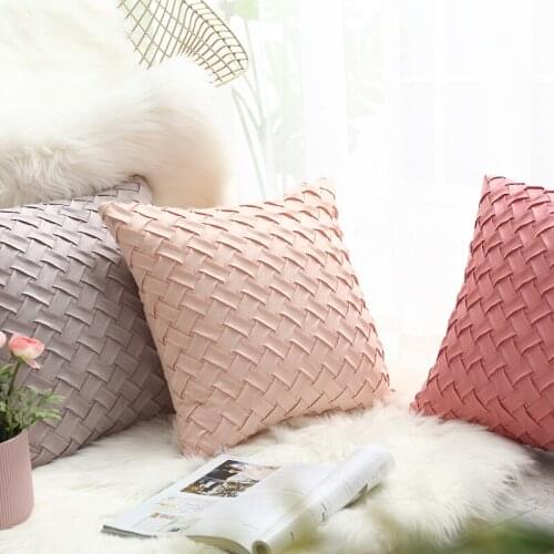 Pure Pink Gray Cushion Cover Home Decoration Pillowcase Weaving Pattern 45x45cm Pillowcase/30x50cm Pillowcase
