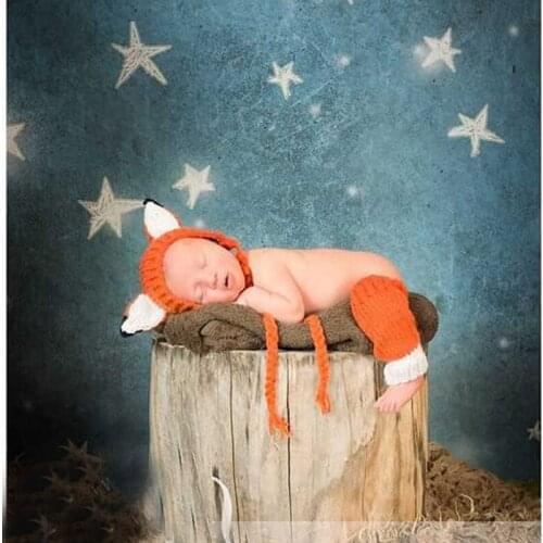 Newborn Fox Bonnet Hat and Leg Warmers Outfit Crochet Knit Baby Photo Prop Accessories Infant Animal Design Costume