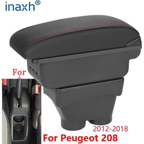 For Peugeot 208 Armrest Box 2012-2018 Storage box Car Holder Ashtray Interior accessories Retrofit parts USB 2017 2016 2015