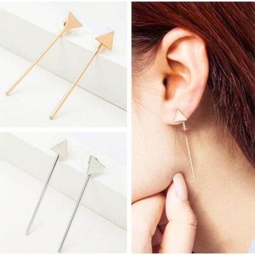 Ea639 Fashion Punk minimalist design tassel vertical earring creative geometric triangle shape earrings Female charm jewelry