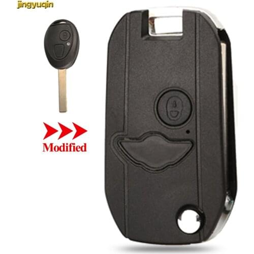 Jingyuqin 2 Buttons Modified Flip Remote Car Key Shell Fob For BMW Mini One Cooper R50 R53 Blank Key Case