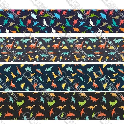 16-75MM Cartoon Dinosaur Printed Grosgrain Polyester Ribbon 50 Yards Gift Wrapping Diy Bows Wedding Drections Ribbons
