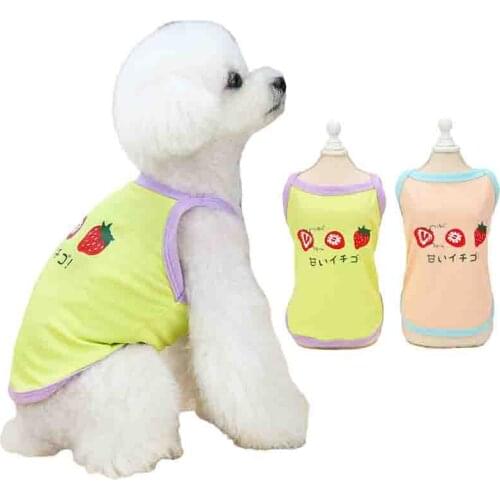 Puppy Pet Summer Vest with Cute Fruit Pattern Dog Anti-hair Pet Dogs Clothes Cotton Breathable T Shirt Pug Apparel Costumes