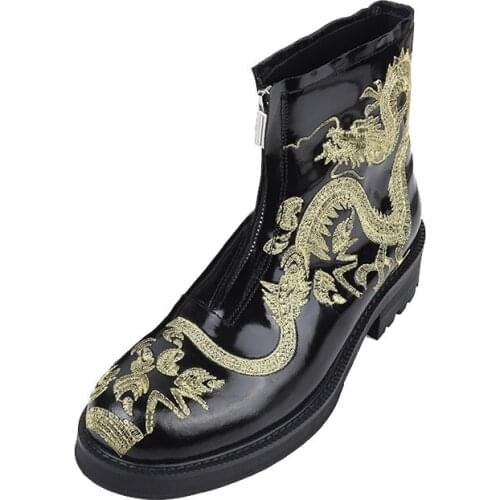 Hot Selling Cow leather Boots Mens Ankle Martin Boots Shoes work Boots High Quality Retro Men Shoes china loong embroidery