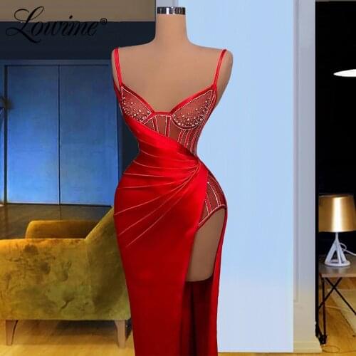Lowime Red Carpet Sexy Party Dresses 2021 Custom Made Crystals Long Evening Gown Plus Size African Prom Dresses Robes Vestidos