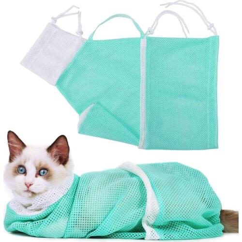 Multi-function Grooming Bath Bag Cat Cleaning Mesh Bag Anti-scratch for Bathing Injecting Examining Nail Trimming LBShip